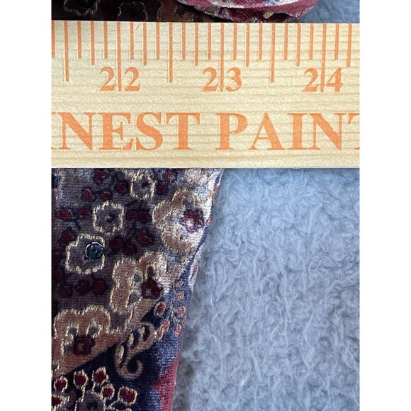 VTG Velvet Blazer XL 90s Y2K Boho Paisley Jacket Gold Burgundy Rayon Silk USA - Picture 10 of 16